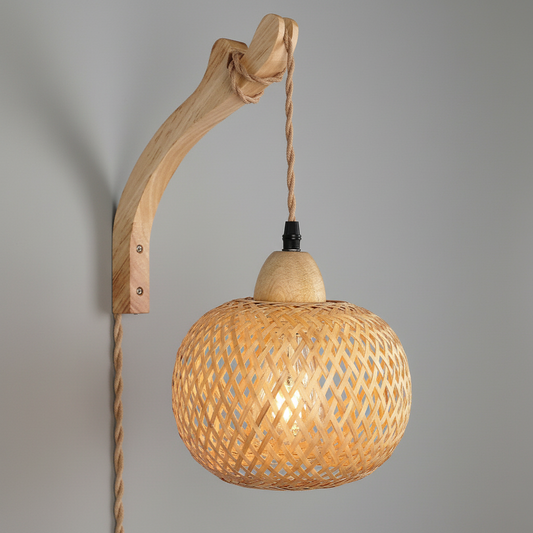 Pastorale Henneptouw | Bamboe Wandlamp voor Binnen